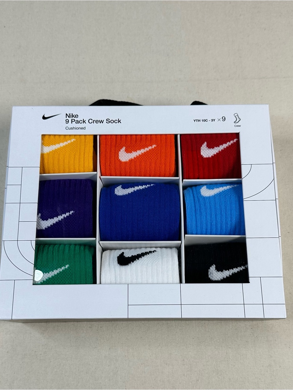 Nike 9-Pack Crew Socks - Multi Color youth 9